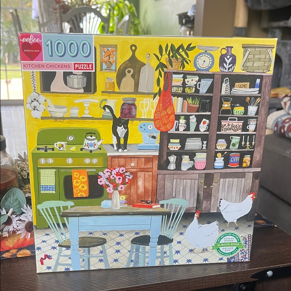 eeBoo Kitchen Chickens 1000 Piece Puzzle - Yellow and Multicolor